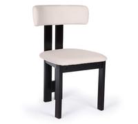 Menzzo Chaise de Salle à Manger CERIZ - Bois foncé et Velours Beige - Chaise Design contemporaine avec Dossier incurvé et Assise Confortable
