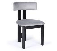 Menzzo Chaise de Salle à Manger CERIZ - Bois Noir et Velours Gris - Chaise Design contemporaine avec Dossier incurvé et Assise Confortable