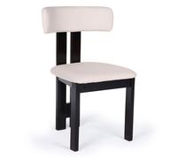 Menzzo Chaise de Salle à Manger CERIZ - Bois foncé et Velours Beige - Chaise Design contemporaine avec Dossier incurvé et Assise Confortable