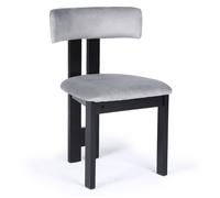 MENZZO Chaise de salle à manger design Ceriz Bois noir et Velours Gris - Chaises Salle À Manger