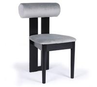 Menzzo Chaise design en velours Jasper 79 cm Gris & Noir