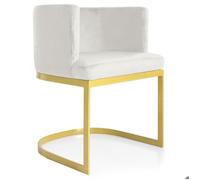 MENZZO Chaise / Fauteuil Noellie Velours Blanc pieds Or - Chaises Salle À Manger