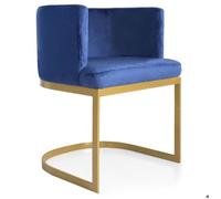 MENZZO Chaise / Fauteuil Noellie Velours Bleu pieds Or - Chaises Salle À Manger