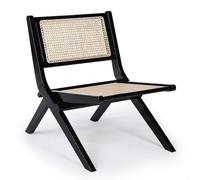 Menzzo Chaise Pliante MASDAM en Bois Massif Brun foncé et cannage rotin - Chaise Design Pliable Style Vintage et bohème pour Salle à Manger ou extérieur Couvert