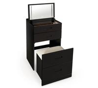 Menzzo Coiffeuse compacte Clarissa 80 cm – Miroir LED – Noir