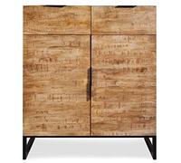 Menzzo Commode PANARA Chêne Clair - Meuble de Rangement 2 Tiroirs + 2 Portes Battantes - Commode Design Moderne pour Chambre, Salon ou Bureau Style Contemporain