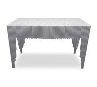 Menzzo Console Design Galantine - Plateau Marbre Blanc & Pieds Argentés, Table d’Entrée Moderne et Élégante pour Salon ou Couloir