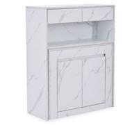 MENZZO Console extensible avec rangement Fontano Effet marbre blanc