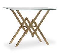 Menzzo Console Murviel - Table Console Design en Verre Transparent & Pieds Métal Or - Style Contemporain - Meuble d’Entrée, Salon ou Bureau