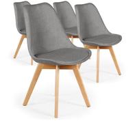 Menzzo cy1602fabricgrey Conor Lot de 4 Chaises Scandinaves Tissu/Bois Gris 46 x 45 x 79 cm
