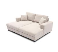 Menzzo Duo de méridiennes Fabien combinables - Velours côtelé crème - Canapé modulable Profond Design Contemporain et cocooning