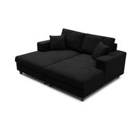 MENZZO Duo de méridiennes Fabien combinables en canapé profond Velours côtelé Noir -Canapé : L196 x P150 x H90 cmLa méridienne