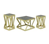 Menzzo Ensemble de 3 Tables d'Appoint Zendaya - Tables Gigognes Design en Verre Fumé et Métal Doré - Tables Basses Modernes pour Salon, Chambre ou Séjour