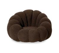Menzzo Fauteuil ARIELINA Design Coquillage Tissu Bouclette Marron - Design Cocooning Moderne 98 cm - Chaise Salon Confortable Style Élégant et Original
