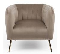 Fauteuil Design en Velours Reuben 75cm Taupe