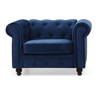 Grand fauteuil Chesterfield Velours Bleu