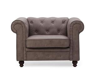 Menzzo Fauteuil Chesterfield Vintage - Siège capitonné Cuir Vieilli, Design Classique Intemporel pour Salon, Bureau ou Coin Lecture