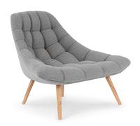 Menzzo Fauteuil Danios Tissu Gris Clair - Design Contemporain - Assise Large Confortable - Structure Robuste - Fauteuil de Salon Moderne L102 x P82 x H86 cm