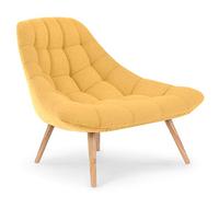 Menzzo Fauteuil Danios Tissu Jaune - Design Contemporain avec Accoudoirs et Assise Large - Siège Confortable pour Salon, Chambre ou Coin Lecture - L102 x P82 x H86 cm