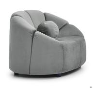 MENZZO Fauteuil design arrondi Sidonie Velours Gris