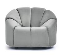 Menzzo Fauteuil Design Arrondi Sidonie - Velours Gris - L103 x P87 x H74 cm - Siège Lounge Moderne et Confortable pour Salon ou Coin détente