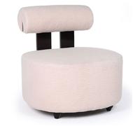 MENZZO Fauteuil design Canelo Bois foncé et Tissu bouclette Beige