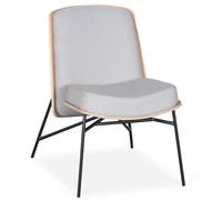 Menzzo Fauteuil Gauguin Bois & Tissu Gris Clair - Fauteuil Moderne Design 57,5 cm - Assise Confortable Style Scandinave Contemporain pour Salon, Bureau ou Coin Lecture
