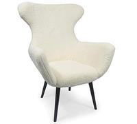 Menzzo Fauteuil Geo Tissu Effet Peau de Mouton Crème