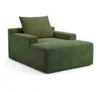 MENZZO Fauteuil lounge style méridienne Rodin Velours côtelé Vert