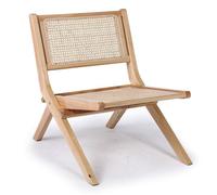 MENZZO Fauteuil pliant Masdam Bois massif naturel et cannage en rotin