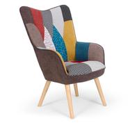 MENZZO Fauteuil scandinave Klarys Tissu Patchwork