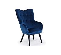 Menzzo Fauteuil Scandinave Klarys - Velours Gris, Design Moderne Haut Dossier, Confort Salon et Chambre, Pieds Bois Noir, Assise Moelleuse, Fauteuil Chic et Élégant