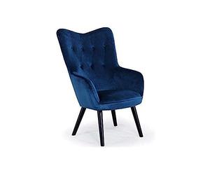 Menzzo Fauteuil Scandinave Klarys - Velours Gris, Design Moderne Haut Dossier, Confort Salon et Chambre, Pieds Bois Noir, Assise Moelleuse, Fauteuil Chic et Élégant