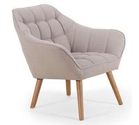 Menzzo Fauteuil Scandinave Zentao en Tissu Beige - Fauteuil de Salon Confortable avec Pieds en Bois - L83 × P75 × H76 cm