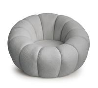 Menzzo Fauteuil Design Coquillage ARIELINA - Tissu Bouclette Gris - Dossier Arrondi Enveloppant - Style Moderne Chic - Assise Confortable - L79 x P77 x H78 cm