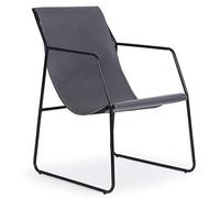 Menzzo Fauteuil ULYSSE Moderne - Simili Cuir Gris & Structure métal Noir - Fauteuil Design Contemporain pour Salon, Bureau ou Chambre - L56 x P71 x H88 cm