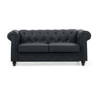 MENZZO Grand canapé 2 places Chesterfield Noir -L158 x P82 x H72 cm
