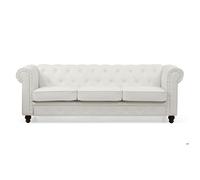 MENZZO Grand canapé 3 places Chesterfield Blanc -L203 x P84 x H67 cm