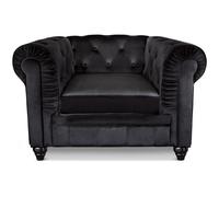 MENZZO Grand fauteuil Chesterfield velours Noir