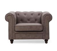 Menzzo Fauteuil Chesterfield Vintage - Siège capitonné Cuir Vieilli, Design Classique Intemporel pour Salon, Bureau ou Coin Lecture