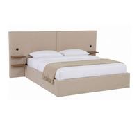 MENZZO Lit-coffre complet avec tablettes et ports USB intégrés Lukas 160x200cm Tissu Taupe clair - Tissu Lit : L238 x P217 x H110