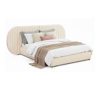MENZZO Lit-coffre complet avec tête de lit modulable Cocon 160x200cm Tissu Beige - Tissu L281 x P220 x H110 cm