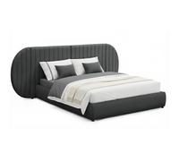 MENZZO Lit-coffre complet avec tête de lit modulable Cocon 160x200cm Tissu Gris foncé - Tissu L281 x P220 x H110 cm
