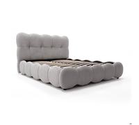 MENZZO Lit-coffre design boule Bilbola avec sommier relevable 140x200cm Velours Gris - Velours Lit complet : L163 x P223 x H110 cm -