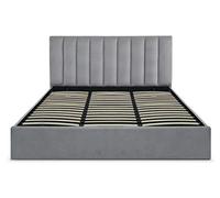 Menzzo Lit Coffre SONGE 180x200 cm Velours Argent - Lit Double Design avec Sommier Relevable et Grande Capacité de Rangement - Chambre Adulte Moderne Élégante