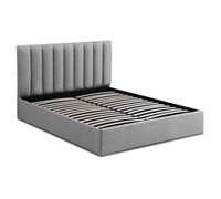 MENZZO Lit Coffre Songe + Sommier Tissu Gris 160cm - Tissu L169 x P217 x H112 cm
