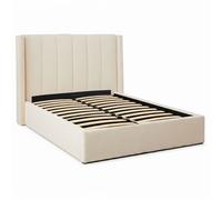 MENZZO Lit double Magorial avec sommier relevable 140x190cm Tissu bouclette Crème - Tissu bouclette,Tissu L148 x P207 x H110 cm<br