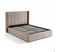 MENZZO Lit double Magorial avec sommier relevable 140x190cm Velours Taupe - Velours L148 x P207 x H110 cmHauteur pied de lit :