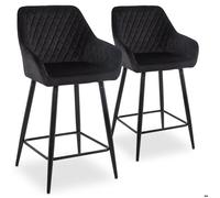 Lot de 2 Chaises de Bar Velours Onika 105cm Noir