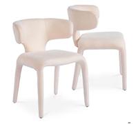MENZZO Lot de 2 chaises design dossiers arrondis Cotony Tissu Beige - Chaises Salle À Manger
